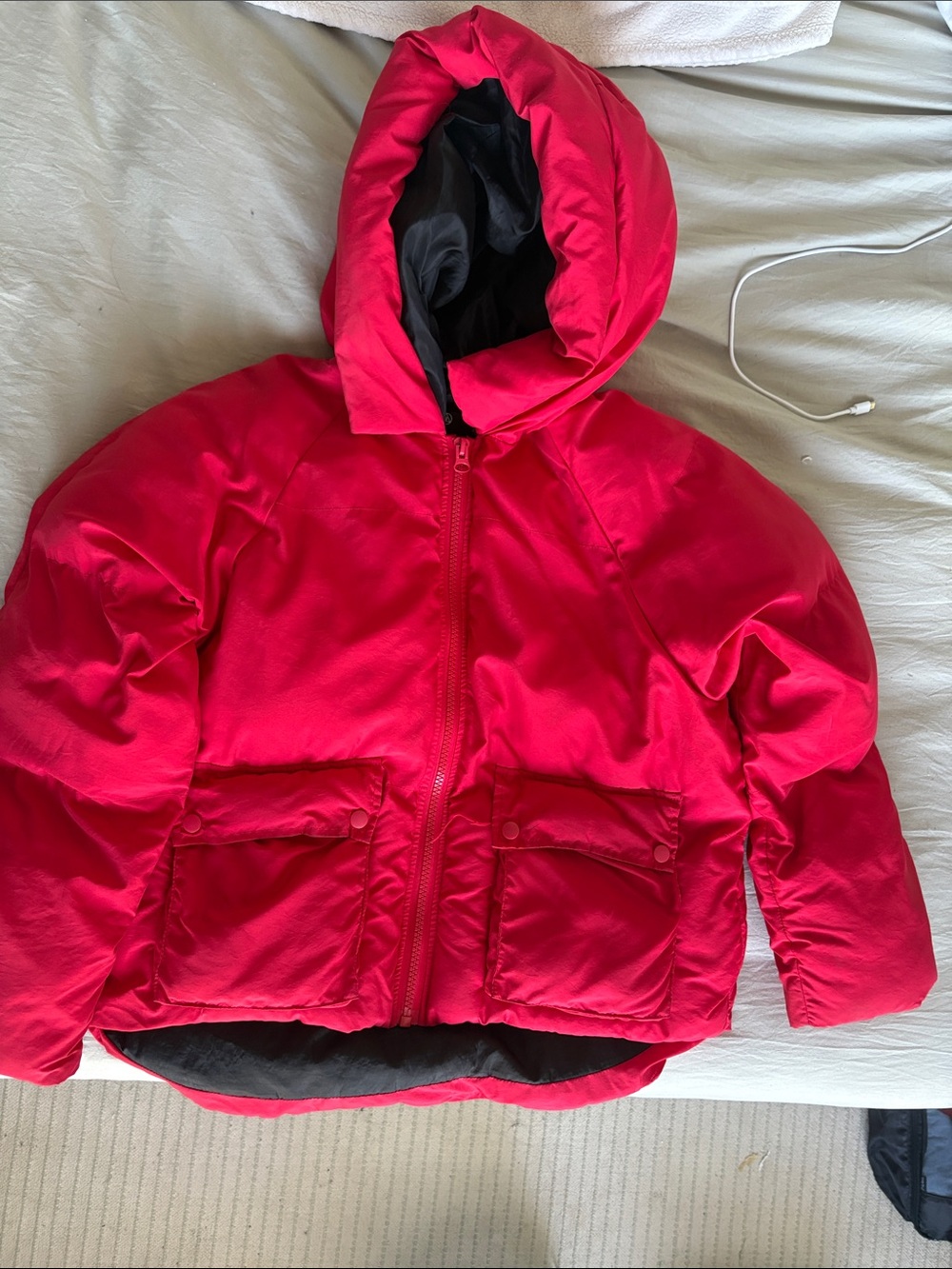 Missguided Red Hooded Puffer Jacket